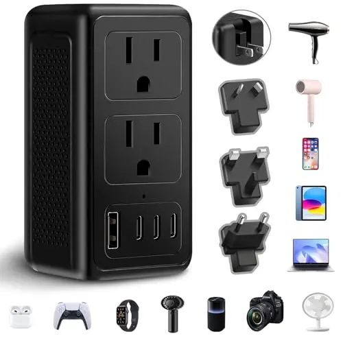 IPLUSO upgraded travel voltage converter with multiple USB-C ports