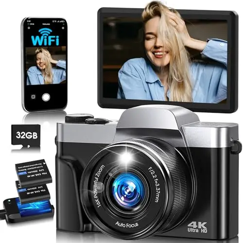 Bofypoo compact digital camera with flip screen for vlogging